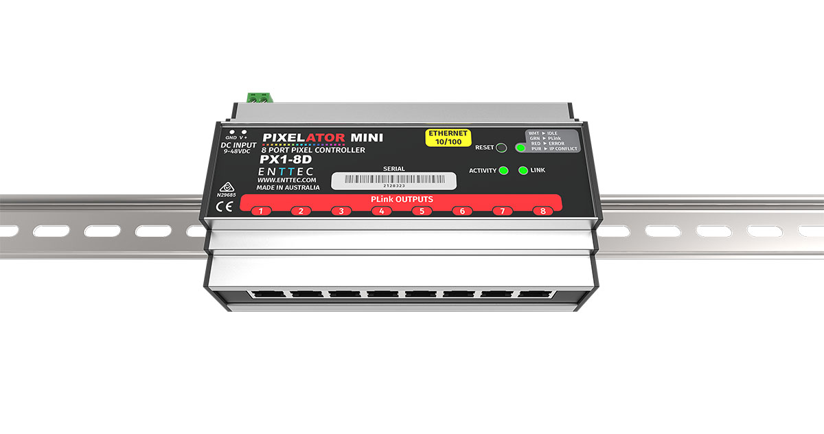 DIN-rail Ethernet pixel converter