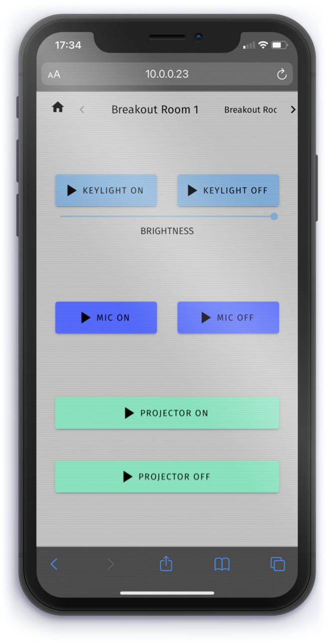 A custom web interface created using the ENTTEC S-Play, displayed on a mobile phone.
smart light controller
playback
show controller