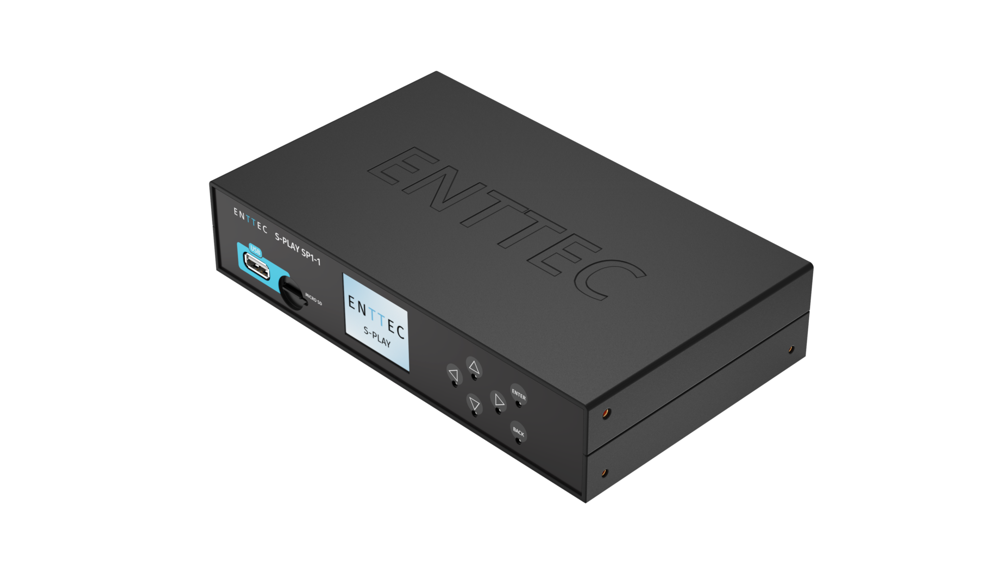 ENTTEC S-Play DMX, ArtNet and sACN lighting controller with show creation and record functionality.