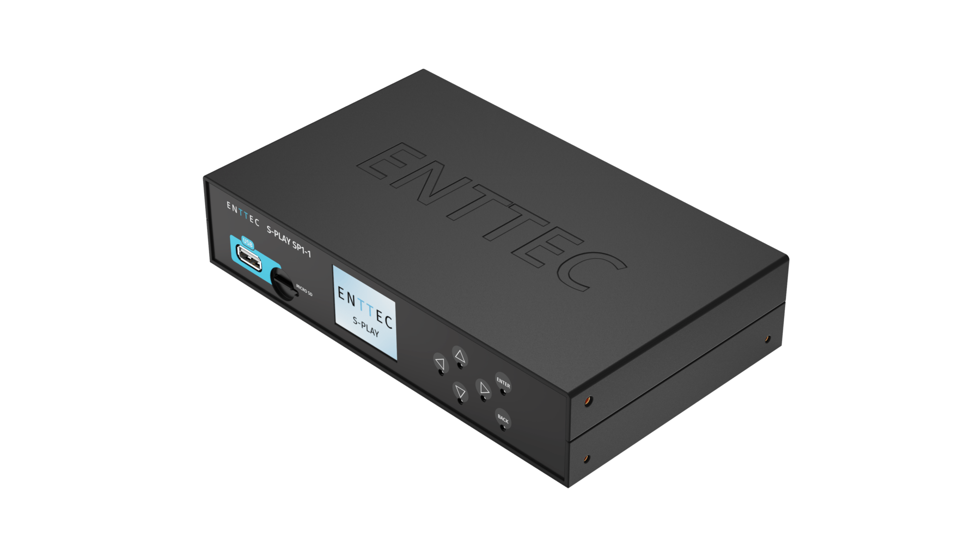 ENTTEC S-Play DMX, ArtNet and sACN lighting controller with show creation and record functionality.