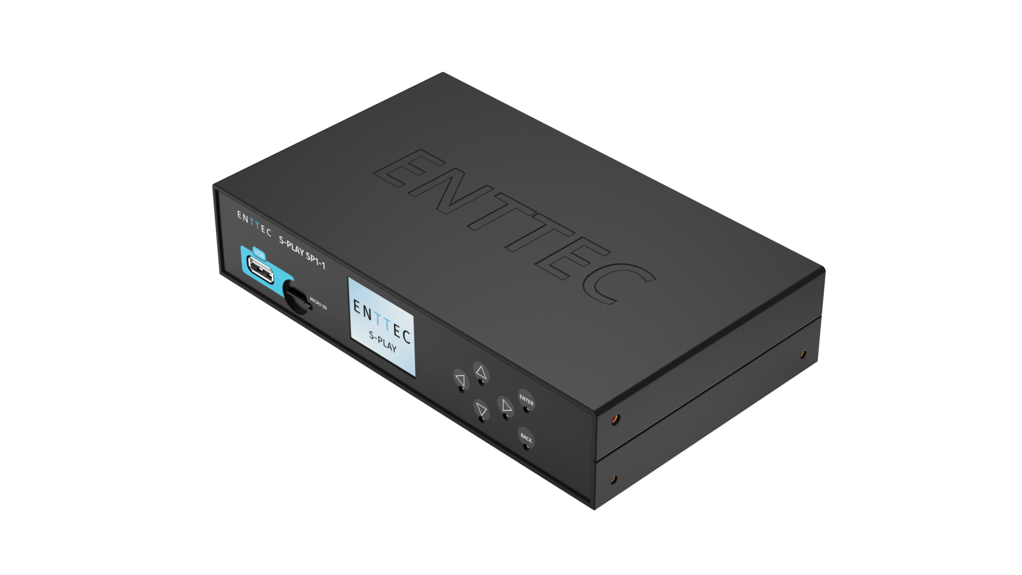 ENTTEC S-Play DMX, ArtNet and sACN lighting controller with show creation and record functionality.
