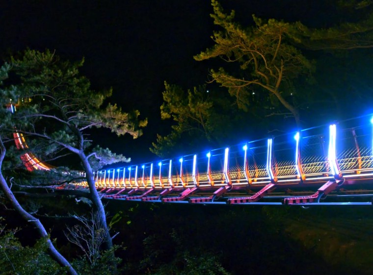 Korean LED pixel-mapped suspension bridge